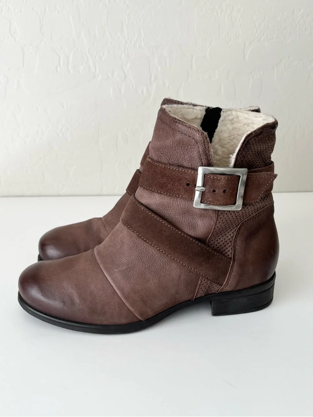 Miz Mooz Sabel Leather wool lined Ankle Boots Espresso 37 US7